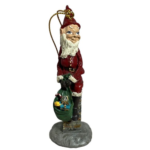 Jim Shore CHIMNEY SANTAS  1992 Vintage Ornament Figurine Green Sack Pointed Hat - Picture 1 of 9